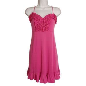 TOP 10 USA Pink Ruffle Bust Sleeveless Strappy Ruffle Hem Dress Small